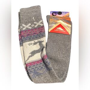 High Sierra Gray and Pink Patterned Over the Knee Socks